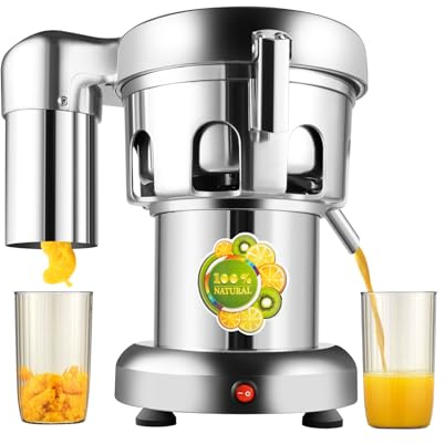 Commercial Juice Extractor, 370W 110V Heavy Duty Centrifugal Juicer Machine, Electric Stainless Steel Whole Vegetable & Fruit Juice Maker Squeezer for Family, Hotel, Restaurant