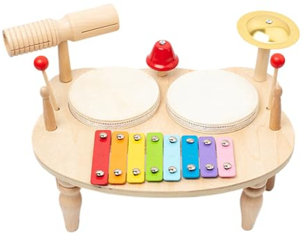 Juguetes de tambor para niños - Juego de batería de madera colorido, juguete educativo musical divertido, actividad de cambio de ritmo | Incluye tambor de juguete para niños cumpleaños Navidad