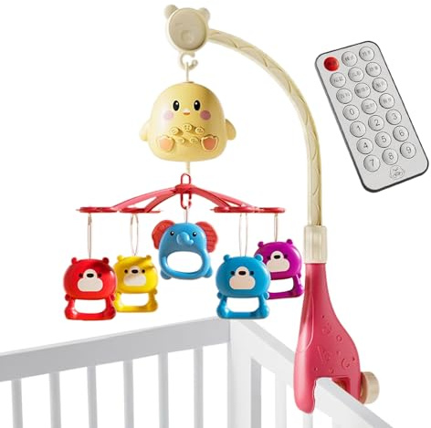 yztju Mobile pour Berceau avec Musique – Mobile pour Bébé Rotatif, pour Berceau avec Télécommande, Jouet Apaisant pour Nourrissons De 0 À 18 Mois, Accessoire pour Lit De Bébé, Poussette Et Décorati