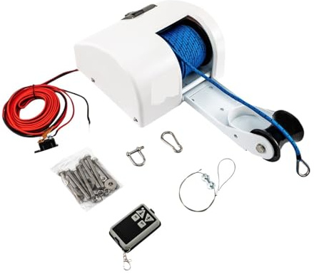 SMTYXS Treuil D'ancre Électrique 12 V for Bateau avec Télécommande, Disjoncteur À Réarmement Automatique, Ancres Jusqu'à 45 LB Performances Puissantes