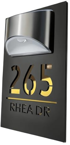 Números de Casa con Luz Solar LED – Placa de Acrílico Impermeable Personalizable con Grabado Láser 3D e Impresión– Letrero para Puerta Exterior (4 Colores, 4 Tamaños)(Grabado láser)