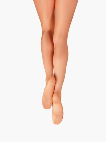 Capezio Ultra Shimmery Footed Tight Women's Shimmer Shiny Tights Seamless Glossy Dance Tights for Jazz Contemporary Ballet Dancing 1808 Toast Adult S (Small)