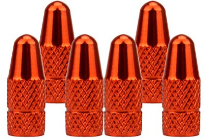 Senzeal 6pcs Presta Aluminum French Style Bicycle Air Tire Valve Caps Dust Covers Orange