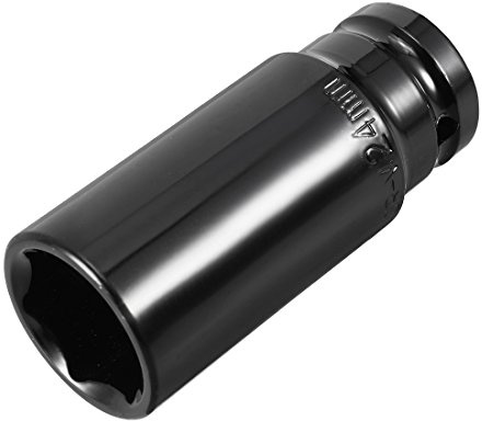 sourcingmap 1/2 Drive by 24mm Deep Impact Socket, Heat-Treated CR-V Steel, 6-Point, Metric Sizes