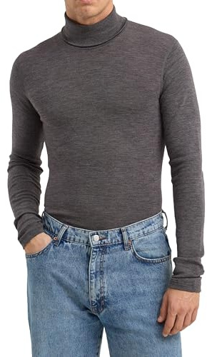 DILLING Haut à col roulé en Laine de mérinos pour Homme Mélange de Gris foncés XL