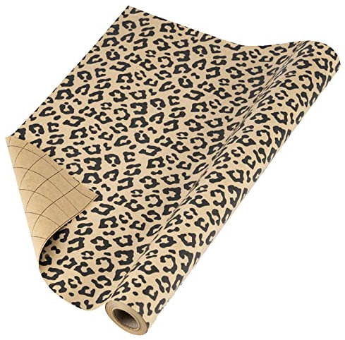 RUSPEPA Kraft-Geschenkpapierrolle - Leopardenmuster Für Alle Gelegenheiten - 43 cm X 10 m