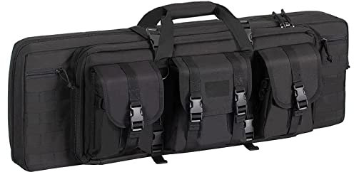 DFANCE Gewehrtasche Gewehrfutteral Abschließbar 2 Langwaffen Langwaffentasche/Futteral Wasserdicht Waffentasche,Genügend Stauraum,for Magazine Storage and Other Tools,Schwarz,118cm/46.5cm