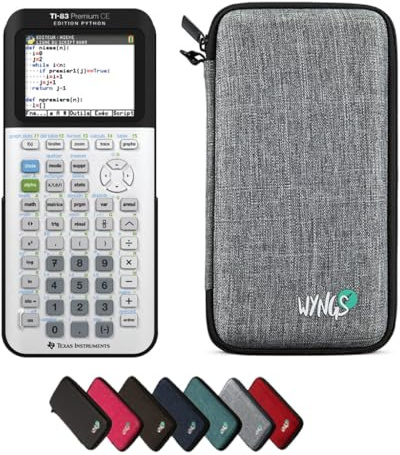 TI-83 Premium CE Edition Python inkl. WYNGS Schutztasche Hellgrau - Grafikrechner - Basic Set