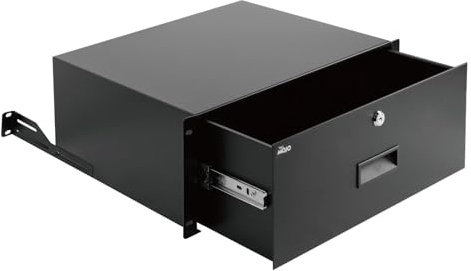 Tecmojo 4U racklåda, rackmonteringslåda för 19 tums nätverksutrustning/server//AV-rack eller skåphölje, glidande och låsbar serverhylla låda – bärande 20 kg (44 pund), med kabelhanteringshål