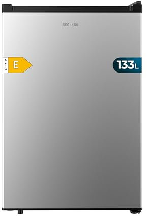 Cecotec Mini Nevera Bolero CoolMarket TT 133L Inox. Frigorífico Mini de 133L, 83,5 de Altura, Puerta Reversible, Crisper Box, Luz LED Interior, Función Defrost y Control Temperatura Mecánico