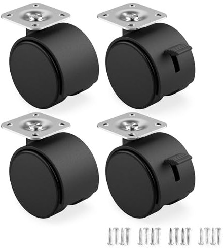 RAVN HAMAN Juego de 4 Ruedas para muebles de 30 mm - Ruedas de transporte con freno hasta 10 kg por rueda - Ruedas giratorias para muebles de interior - Ruedas pivotantes