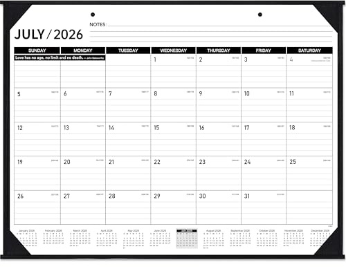2026-2027 Desk Calendar - JUL. 2026 – DEC. 2027, 22 x 17, Large Desk Calendar 2026-2027, 18 Monthly Large Desk/Wall Calendars 2-in-1, Corner Protector, Desk Pad, Large Ruled Blocks