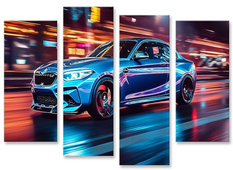 islandburner Quadro su tela auto luminosa a velocità notturna per soggiorno appassionati di auto concessionarie immagini murali poster