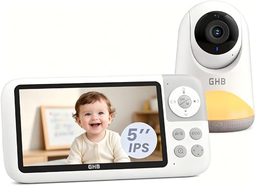 GHB 5 Baby Monitor with Camera, 720P HD, Pan-Tilt-Zoom & 2-Way Audio