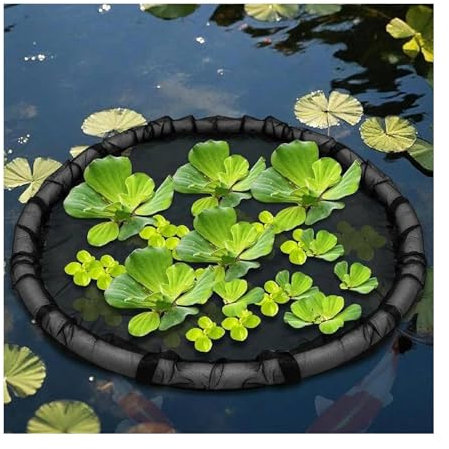 Schwimmende Flora-Fischbarriere, 2025 schwimmende Insel-Pflanzgefäßschutz für Teiche, Pflanzenschutz, feinmaschig, schwimmende Flora Teichkorral, schwarzer, runder schwimmender Pflanzenring für