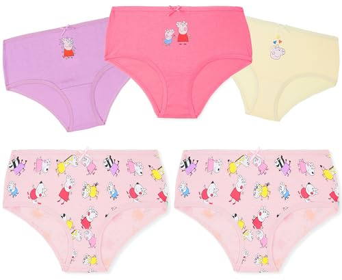 Peppa Pig Knickers for Toddlers & Girls 2-6 Years, Pack of 5 Cotton Underwear Briefs, Breathable Soft Stretchable Underpants (4-5 Years, Multi)