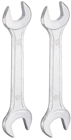 QUARKZMAN 2 Pezzi Chiave Doppia Aperta 16mm x 18mm Metrica Angolo Offset 15 Gradi Chiave Testa Piatta Piccola Chiave Aperta Zincata per Riparazioni Auto Montaggio Mobili