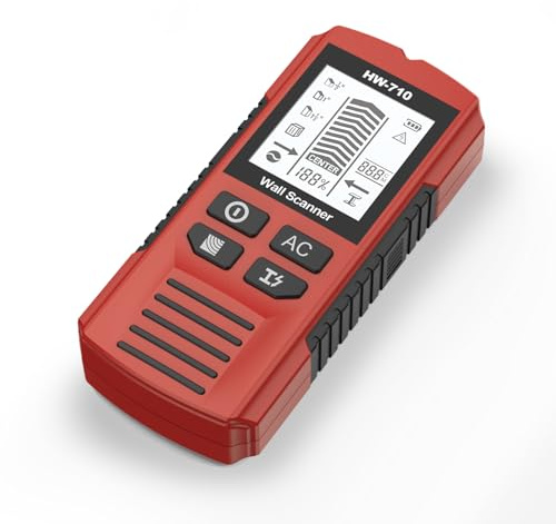 Détecteur Mural 5 en 1, Détecteur de Câbles Électriques, Détecteur de Montants avec Écran LCD et Alarme Sonore, Détecteur de métaux pour Détection de Solives de Câble en Bois, Fils AC et Câbles