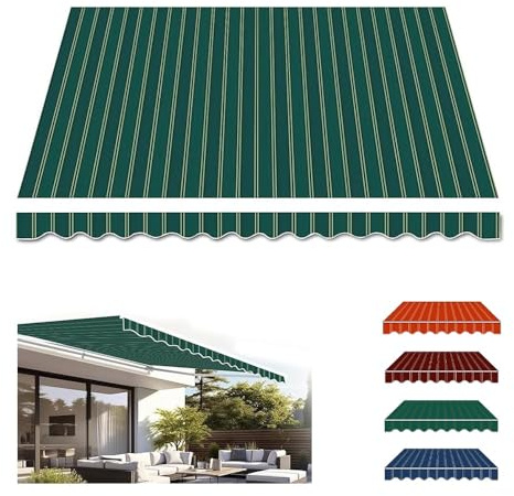 Tenda da sole a scomparsa manuale, con morsetto, per balcone, giardino, protezione solare, in tessuto, per patio, verde (3 x 1,5 m)