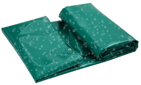 Lona resistente de 600 g/m² con ojales, impermeable y resistente a los rayos UV, cubierta de PVC de alta calidad para camiones, remolques, construcción y techos (verde, 6 x 6 m)