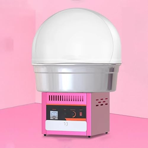 TT-YEC Máquina Comercial para Hacer Algodón De Azúcar De 1000 W con Tapa De Burbujas, Color Rosa, con Recipiente De Acero Inoxidable, Cuchara para Azúcar Y Cajón.