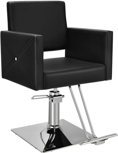 JINPALAY Silla de peluquería Profesional Sillón Profesional Giratoria 360°con Altura Regulable Reposacabezas Ajustable y Reposapiés para Salón de SPA y Belleza, Barbería, Carga 150 kg (Negro-1)
