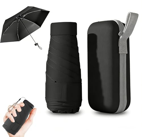CeruleTree Mini Folding Umbrella, UPF50+ Sun and Rain Protection, 6 Rib Sturdy Windproof Compact Pocket with Storage Case, Lightweight for Men Women Daily and Outdoor