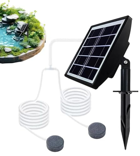 Aeratore solare per laghetto, con batteria da 2000 mAh, a basso rumore, per acquario, , giardino, cortile, pesca all'aperto