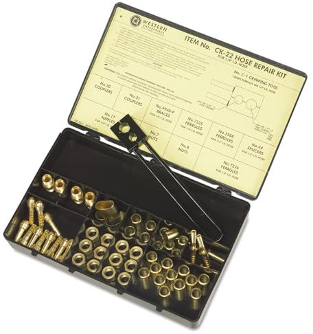 Western Enterprises CK-22 Kits de reparación de mangueras, etiqueta a todo color y tabla de descripción, accesorios, herramienta de engaste, 0.5 longitud, tamaño A/B