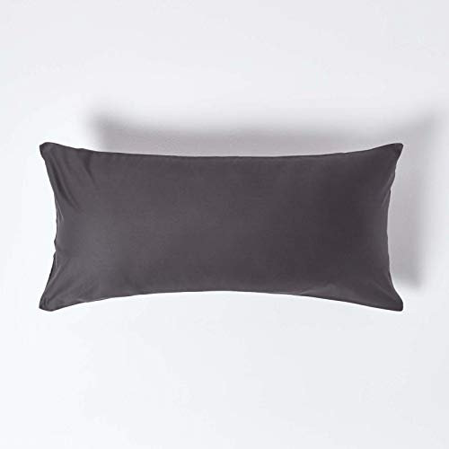 HOMESCAPES Luxus Kissenbezug anthrazit 40x80 cm, 100% ägyptische Baumwolle, Kissenhülle Fadendichte 1000