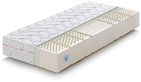Marcapiuma Materasso Singolo 100% Lattice 80x190 alto 20 cm SEVENLIFE 20 Rigidità H2 Medio Ergonomico Naturale 7 zone con Rivestimento SILVER sfoderabile Antiacaro Traspirante 100% Made in Italy