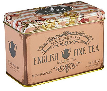 New English Teas Fine English Breakfast Tea Tin 40 Tea Bags