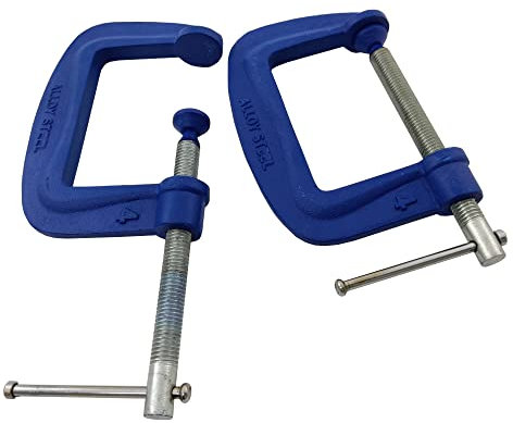 2Pc G Clamp Set 4 (100mm) Heavy Duty Screw G-Clamps for Wood & Metal Work