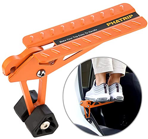 PHATRIP Auto Türstufe Klappbare Autotür Pedal Klappleiter Unkompliziert aufs Dach Zu Kommen Universal Doorstep Passt die Fahrzeug mit Den U Türfallen SUV, Jeep, RV, Orange, Legierter Stahl