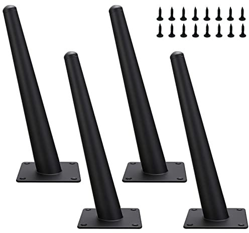LONGZG 4 Stück 25cm Möbelfüße Schwarze Metall, mit Schrauben, DIY Ersatz Tischbeine, verwendet für Sofa, Couchtisch, TV-Schrank, Schrankfüße und andere Möbelbeine.