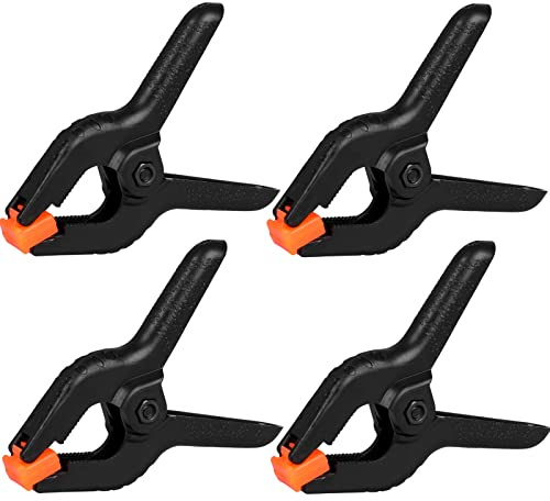 4 Pack Spring Clamps, 6inch Plastic Clips, Backdrop Clips, Big Clamps Heavy Duty, Spring Clips for Crafts, Backdrop Stand, Woodworking, Photography Studios (Black)