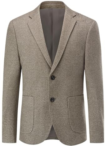 Allthemen Blazer Hombre Regular Slim Fit Chaqueta 2 Botones Traje Cuadros Traje Casual Caqui M