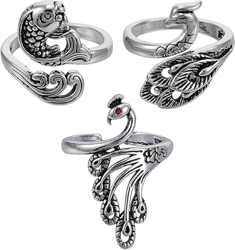 Lot de 3 Réglable Boucle à Tricoter Crochet, Anneau De Doigt Ouvert,Bague de Fil Guide Porte-Doigt Outils de Couture Anneau Accessoires,avec Sacs à Bijoux