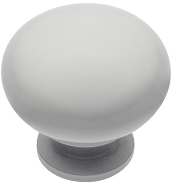 GTV - Bouton Bergamo de 3 cm de diamètre - Boutons de meubles avec vis - Boutons de placard - Boutons de cuisine, de porte, de tiroir - Poignées de meubles - Blanc