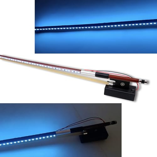 Yinfente - Archetto per violino 4/4 intero con luce LED blu, crine di stallone mongolo naturale, nasetto in ebano con bella intarsiatura in madreperla
