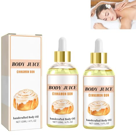 Mikabila (05) Kroppssaft olja kanelbröd, kropps juice olja, handgjord fuktgivande kroppsolja för kvinnor, naturligt kanelbröd kroppsolja fuktgivande, 120 ml x 2