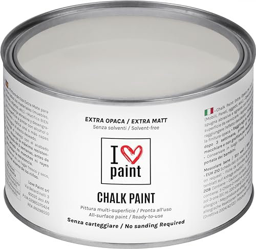 I LOVE CHALK PAINT Colore Pietra 375 ml - Senza Carteggiare Colora Mobili, Pareti e Oggetti - Senza solventi e formaldeide – Inodore a base di acqua