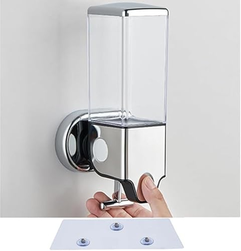 Dispenser di sapone manuale a parete, per doccia e lozioni per casa, bagno, cucina, hotel, ristoranti (trasparente, 500 ml)
