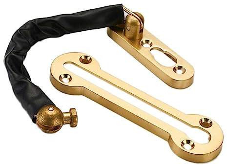 Angoily - Chaîne De Porte Antivol En Alliage De Zinc Massif Chaîne De Sécurité Épaisse Pour Serrure De Porte Pour Maison Boulon Coulissant Installation Facile Or Brossé