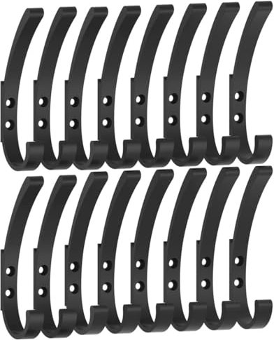 PDGROW Garderobenhaken, 16 Stück Kleiderhaken, Extra Stark Wandhaken, Handtuchhaken zum Bohren, Kleiderhaken Wand, Haken zum Schrauben Ideal für Bad, Toilette, Küche, Büro (Schwarz)