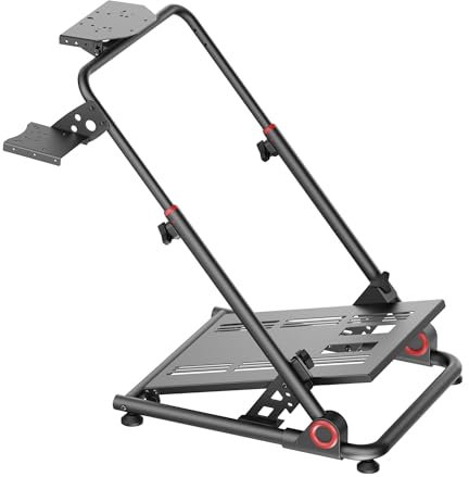 WilTec Foldable Gaming Steering Wheel Stand with Gear Shift Holder 68 x 82 x 83 cm, Max. Capacity 20 kg, Perfect for Intense Racing Experiences, Simulator, Sim Racing