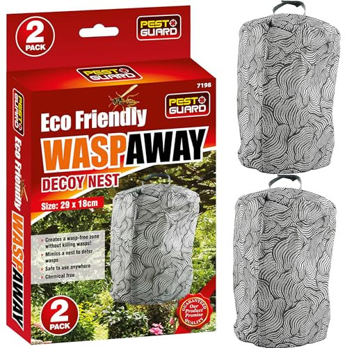 Pest Gaurd Pack of 2 Wasp Nest - Wasp Repellent for Outdoor Areas Weather Resistant Decoy False Wasp Nests - Fake Hanging Wasp Hornets - Hanging Wasp Deterrent Repellent for Home and Garden