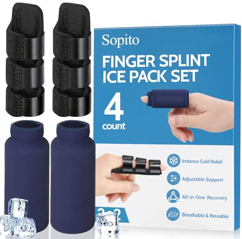 Sopito Finger Splint Ice Pack for Pain Relief, Straightening Arthritis, Knuckle Immobilization, Reusable Index, Middle, Ring Finger Brace