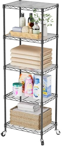 SINGAYE Small 5 Tier Shelves Wire Storage Shelving Adjustable Metal Shelf