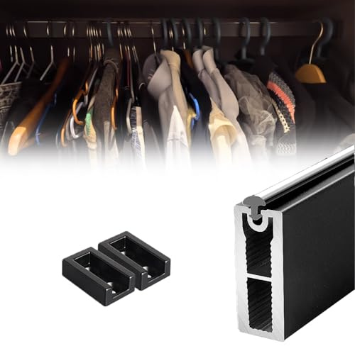 asta per armadio Aste Armadio Resistenti Appendere I Vestiti, Barra Porta Abiti Tagliabile Bianca Nera Marrone Tagliata Su Misura, Tubo Guardaroba Multiuso(Black,18in(45.7cm))